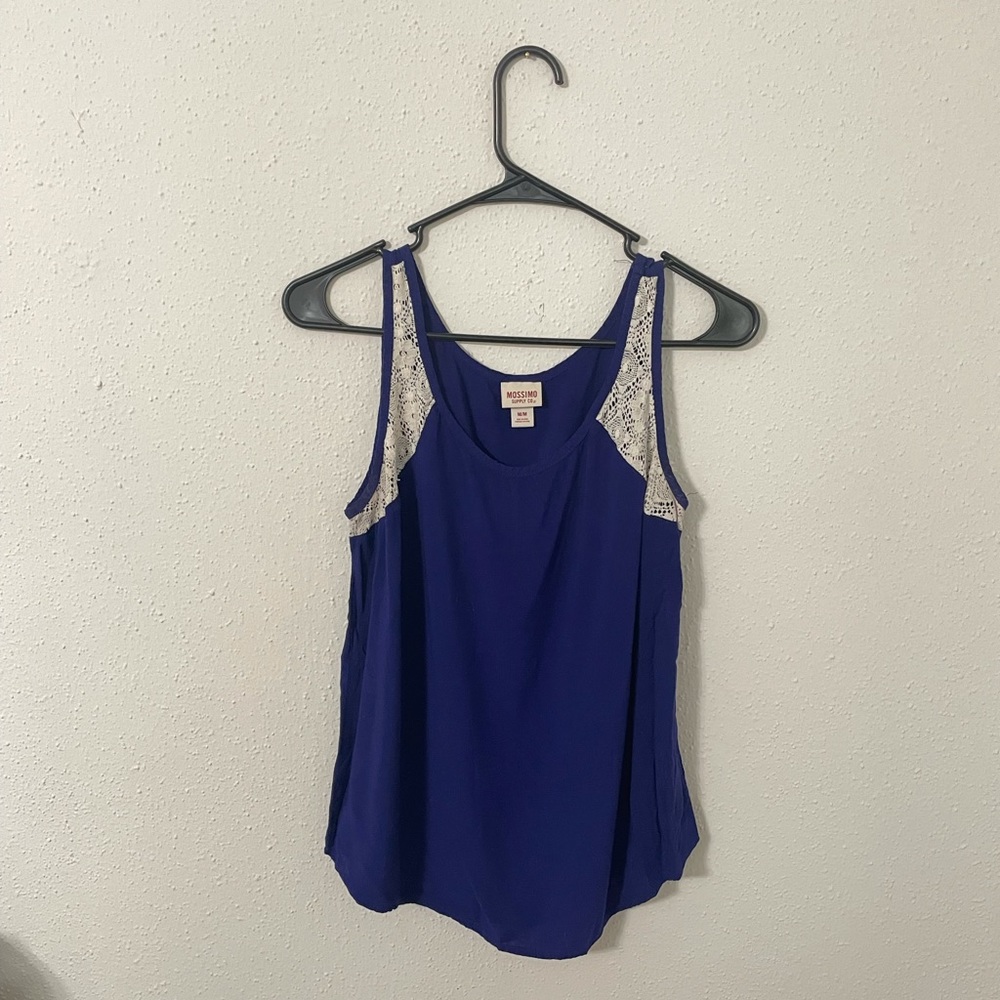 Navy Blue Tank with Lace Detail